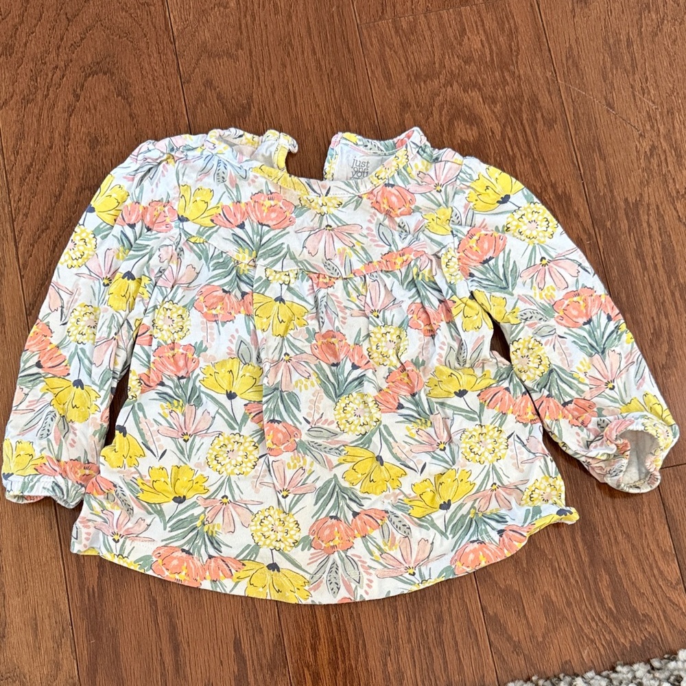 Charming Floral Kids Blouse - Pink, Yellow, Green